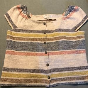 Madewell Texture & Thread Striped Button Front Top